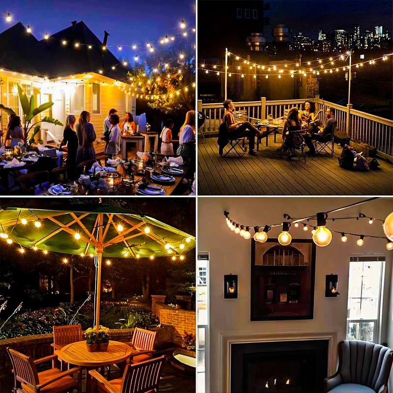 100FT Outdoor String Lights, with 50 G40 Edison Vintage Bulbs, Waterproof for Patio Garden Gazebo Bistro Cafe Backyard