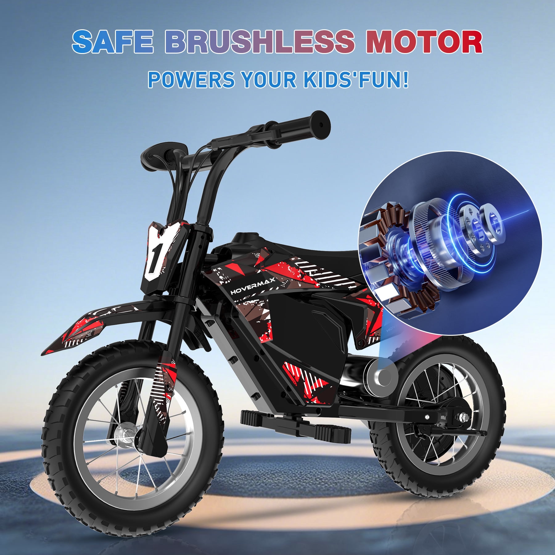 HOVERMAX Electric Dirt Bike, 150W Electric Motorcycle 10MPH Max Speed, Ride On Toys motocross for Kids