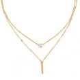 thumbnail image 3 of YSABOXY Collier Pendentif en Forme de Goutte d'Eau à 2 Couches O4, 3 of 5