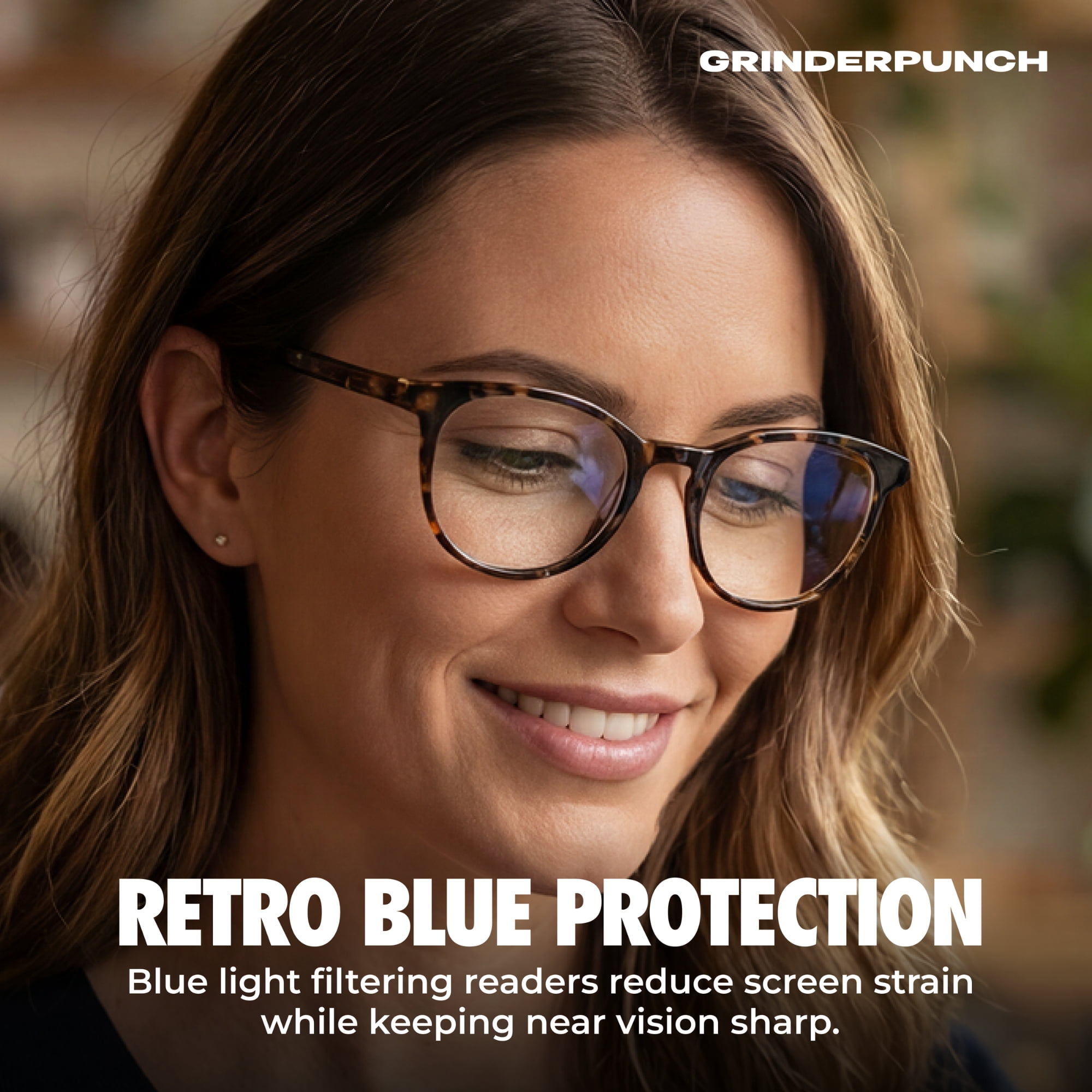 Grinderpunch Reading Glasses for Women and Men Blue Light Blocking Readers Stylish Readers with Spring Loaded Hinges