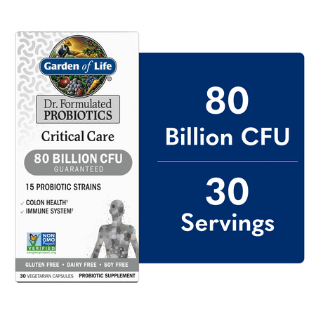 Garden of Life Dr. Formulated Critical Care Probiotics Immune Support for Digestive Gut Health 80 Billion CFU, 30ct