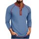 thumbnail image 2 of Blusas y camisas de manga larga y cuello redondo para hombre, color liso, informal, con botones, cárdigan de media manga, top de cuello redondo para hombre, blusas de poliéster para hombre, 2 of 7