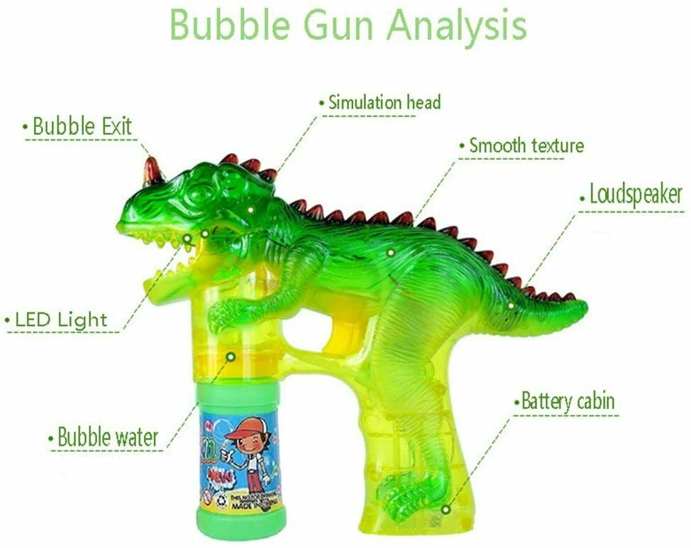 7 LED Light Transparent Bubble Gun Flashing Lights Blaster Even Flow Kid  Gift!