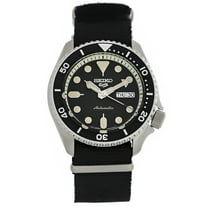Seiko 5 Mens Stainless Steel Black Canvas NATO Strap Automatic Watch SRPD89