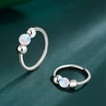 thumbnail image 2 of Silver Nose Ring - Dainty 10mm Hoop 18 Gauge Hammered Piercing – 3mm Fire White Opal - Snug 925 Sterling Silver Nose Piercings – Body Jewelry Piercing Hoops, 2 of 6