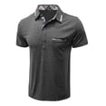 thumbnail image 4 of NIEWTR Men's Short Sleeve Polo Shirts Color Spliced Polo Collar SweaTshirt Casual Golf Patchwork Shirts Tops(Dark Gray,XXL), 4 of 7