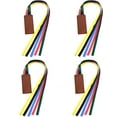 thumbnail image 1 of SHAR 4 Pieces Faux Leather Ribbon Bookmarks Bookmark with 5 Colored Ribbons Book Markers for Roman Bible Books, 1 of 5