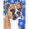 thumbnail image 1 of 28 x 40 in. Boxer Winter Snowflakes Holiday House Size Canvas Flag, 1 of 1