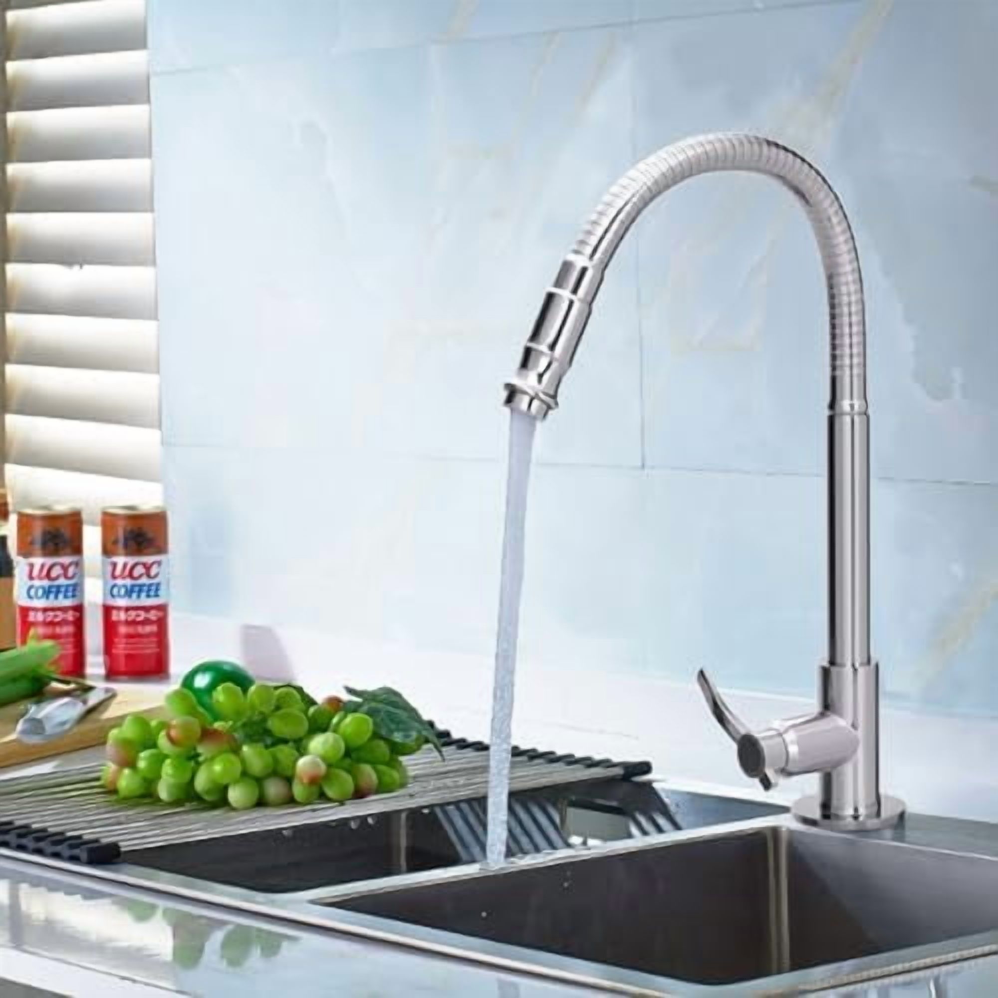 Single Lever Flexible Pull Out Kitchen Water Tap Sink Faucet Single-Tube Cold Water Basin Taps Vanity Vessel Faucets Deck Mount Chrome Finish$$Tools & Hardware Other