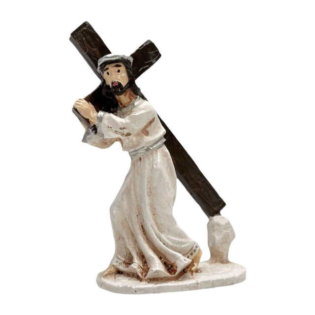 Figura de cristiana, estatua de Jesús de media cara, estatua de Jesús, cruces sagradas para estante, adorno de mesa para el hogar, decoración
