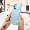 thumbnail image 3 of Case for iPhone 13 Pro Max with Slide Camera Cover, Heavy Duty Shockproof Three Layers Protective Case with Full Body Rubber  Bumper Dropproof Protection for iPhone 13 Pro Max, Green Pink, 3 of 8