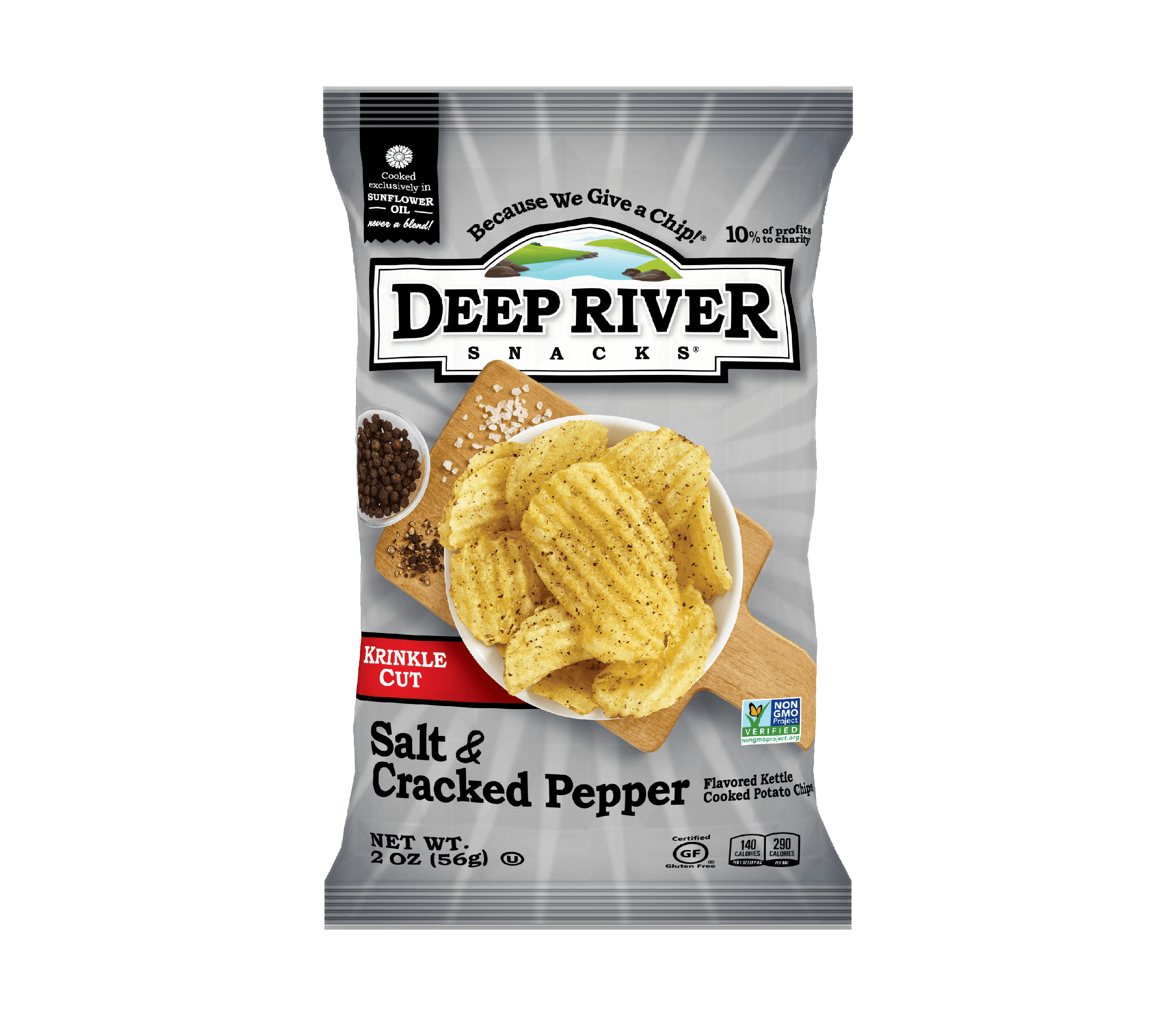 Cracked Pepper & Sea Salt Kettle Chips, 2oz, 24 Ct