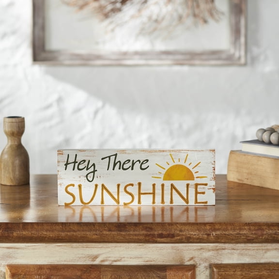 VHC Brands Spring in Bloom Hey There Sunshine MDF Wall Sign 4x11, Spring Decor, Home Decorations for Wall or Door, Spring and Easter Hanging Decoration