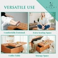 thumbnail image 5 of Ciara 35-Inch Air Leather Tufted Upholstered Lift-Top Ottoman Bench, Large Square Storage Coffee Table for Living Room, Toy Box, Footrest Stool,White Ottoman with Spacious Interior Compartment-Caramel, 5 of 9