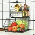 Cipaher Countertop Fruit Basket Bowls Stackable Wire Basket Foldable