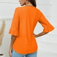 thumbnail image 5 of Itsame Womens Tops, Split Flare Sleeves Casual V-Neck Loose Comfy Blouses Orange 2XL, 5 of 5