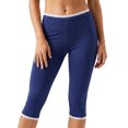 thumbnail image 1 of Pantalones capri para mujer, cintura elástica con ribete de encaje, largo 3/4, estilo cropped, para uso diario informal., 1 of 9