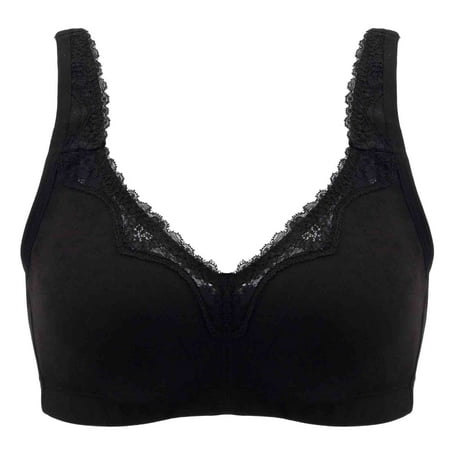 YWDJ Bras for Women Half Cup Closure in Back Comfortable Bras Wireless Bras Wide Strap Full Coverage Push up Wrap Sleep Bras Padded Plus Size Comfort Bras Comfy Bras Black 85B