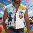 thumbnail image 1 of Camiseta sin mangas con cuello vuelto para hombre, estilo informal, a la moda, con estampado, cuello vuelto, sin mangas, bolsillos, deportiva, de poliéster, 1 of 4