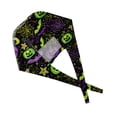 thumbnail image 5 of Voska Women's Halloween Print Scrub Cap Work Hat Cotton Adjustable Breathable Full Coverage Nurse Hat Cosplay Daily Shower Hair Cap Green one size, 5 of 6