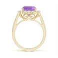 thumbnail image 2 of ANGARA Natural Cushion 3.1 ct Amethyst Cocktail Ring with Diamond Halo in 14K Yellow Gold for Women (Size-9mm) | February Birthstone, Anniversary, Jewelry Gift for Women | Natural Amethyst Ring, 2 of 8