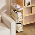 thumbnail image 6 of Medium Size Narrow Crevice Rolling Storage Cart With Pull-Out Drawer Bins, Multi Layer Space Saving Wheeled Organizer Rack For Kitchen Bathroom Gap Sundry Storage(S)3 tiers, 6 of 6