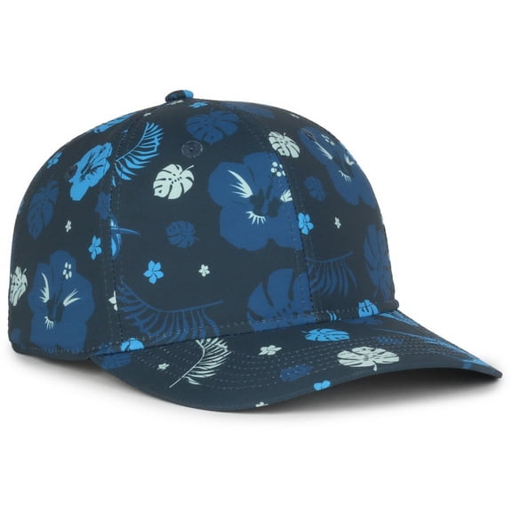 Outdoor Cap OCP100 Sublimated Fabric And A Moisture Wicking Sweatband Cap-Hibiscus Marlin Navy