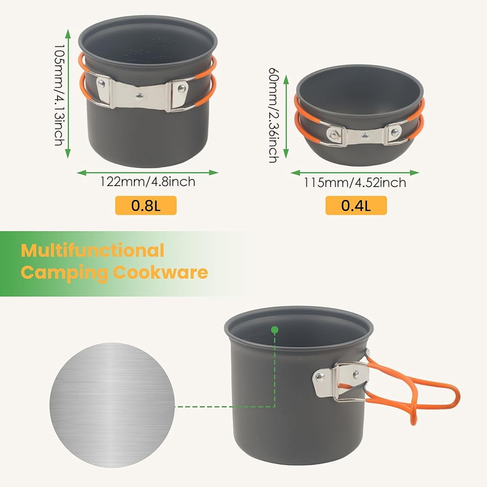 XMZHOU Outdoor Camping Pots And Pans 1-2 Person Backpacker Cookware Set Boiler Head Coffee Cup Multifunctional Pots And Pans Set