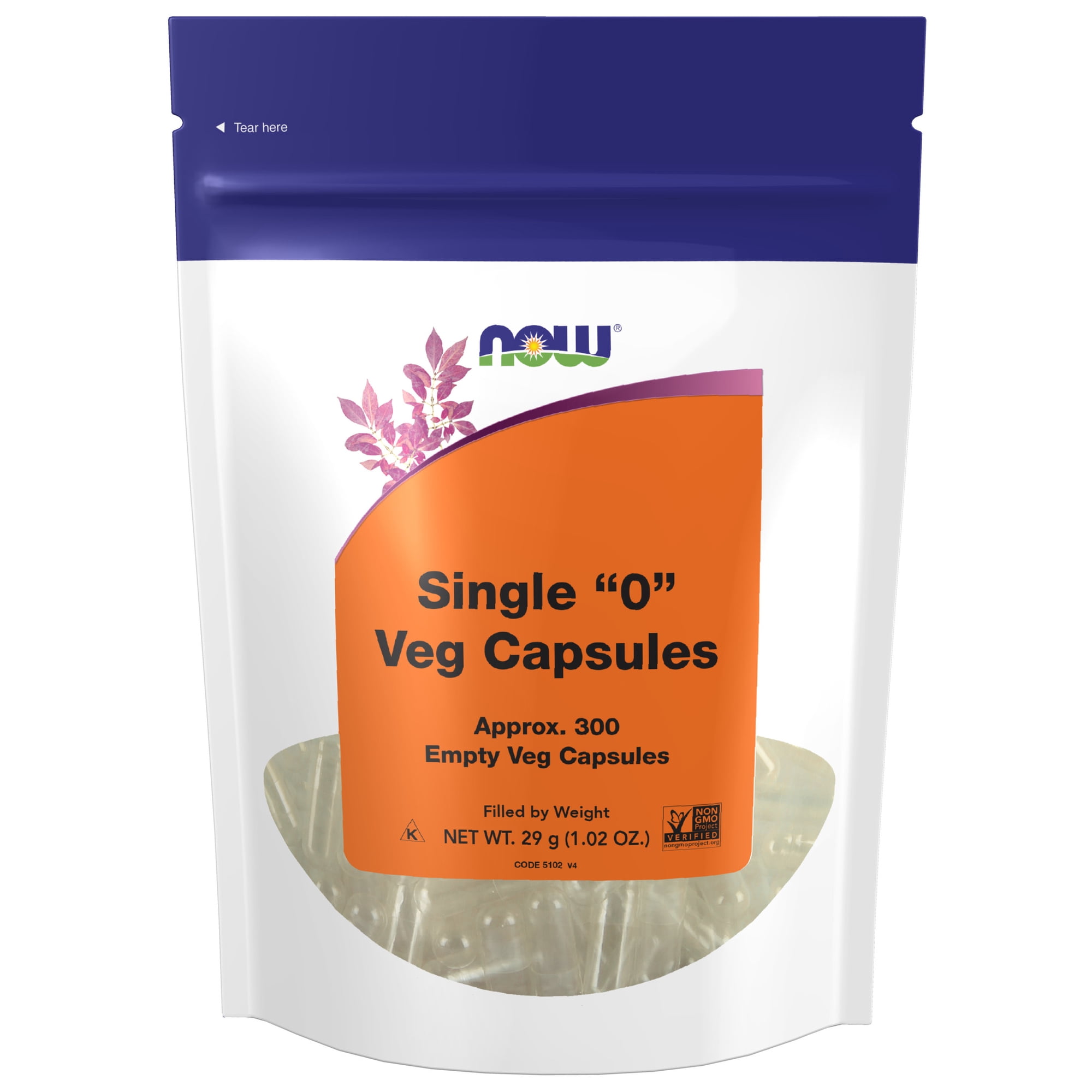 NOW Supplements, Empty Vegetarian Capsules, Single "0", Non-GMO Project Verified, 300 Veg Capsules