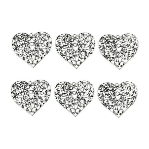 Abbracc Lot de 2-3 Pendentifs en Forme de Cœur en Filigrane Tibétain Extra Large 3 Pcs