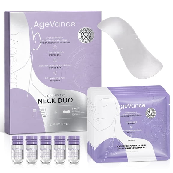 AgeVance Skincare Neck Mask 5PCS Gentle Wrinkle Patches Neck Mask with Essence ,Collagen Patches Improves Crepey Skin & Fine Lines,Peptides Reduce Neck Wrinkles Deep Hydration