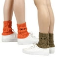 thumbnail image 4 of YESTUNE Women Winter Cable Knit Leg Warmers Cute Owl Eyes Boot Cuff Topper Ankle Socks, 4 of 19