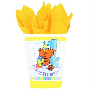 Various First Birthday Fun Teddy Bear 9oz Paper Cups, 14ct