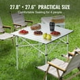 thumbnail image 3 of KFFKFF Folding Portable Camping Table, 28x28''Silver Aluminum Lightweight Table Picnic Outdoor Hiking Picnics BBQ Cooking Dining w/ Carry Bag ,Load 66 Lbs, 3 of 9