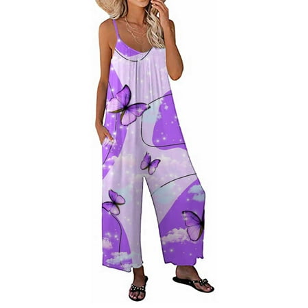 

Tawop Women Print Jumpsuit Pajamas Casual Sling Wide Leg Long Pants Sexy Lingerie Mother S Day Pajamas