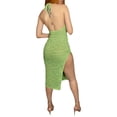 thumbnail image 3 of xiaxaixu Femmes Robe Bodycon, Sans Manches Licol Licol Cou Déchiré Fente Été Midi Robe Clubwear, 3 of 6