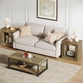 thumbnail image 3 of Tribesigns End Table with Storage, Wood Side Table for Living Room Bedroom, Farmhouse Small Accent Table with Open Shelf (Brown, 2PC), 3 of 5