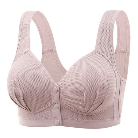 DJskiyers Wireless Bras with Support And Lift Plus Size Front Closure Bra Breathable Minimizer Bra Soft Sheer Plunge Bra