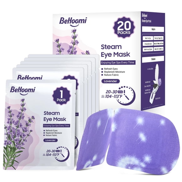 Mascarilla de Vapor para Ojos BeHoomi Lavanda Caliente Desechable Paquete de 20