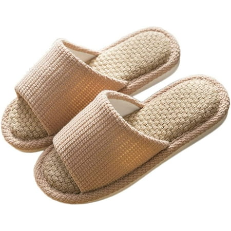 

CoCopeaunt Summer House Slippers for Women and Men Cool Comfy Open Toe Home Cotton Linen Slipper Slides Bedroom Breathable Light Shoes Indoor or Outdoor