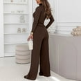 thumbnail image 4 of Women's Two-piece Knitwear Set: Turtleneck Knit Pullover + Wide-leg Trousers, Elegant and Cozy for Winter Fashion and Daily Use,Coffee,L, 4 of 5