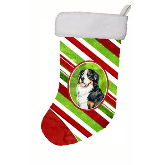 11 x 18 in. Bernese Mountain Dog Candy Cane Holiday Christmas Christmas Stocking