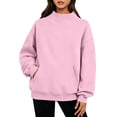thumbnail image 2 of Winter Sweatshirts for Women Solid Color Long Sleeve Casual Fashion Loose Turtleneck Pullover Cozy Trendy Pullover Sweatshirts with Pockets, 2 of 7