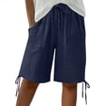 thumbnail image 3 of PIWHJQK Women Casual Drawstring Shorts Maternity High Waist Support Long Crotch Shorts Bottoms, 3 of 6