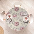 thumbnail image 4 of Ambesonne Flowers Vintage Fitted Round Tablecloth, Cottagecore Rose, 36"- 40" Diameter, Cream Pale Pink Blush, 4 of 5