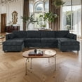 thumbnail image 4 of Gewnee Oversized U Shaped Convertible Upholstery Sofa Couch, 4 Seats Sectional Modular Cloud Sofa with 2 Ottomans for Living Room Apartment Office Studio, 4 of 10
