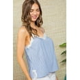 thumbnail image 3 of Stripe Print Side Slit Adjustable Self Spaghetti Lace Cami, 3 of 5