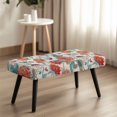 thumbnail image 4 of Psesaysky Orange Floral Print Long Rectangle Bench Slipcover, Elastic Polyester Spandex Fabric Anti Pet Hair Bench Seat Cover for Living Room and Bedroom, 4 of 9
