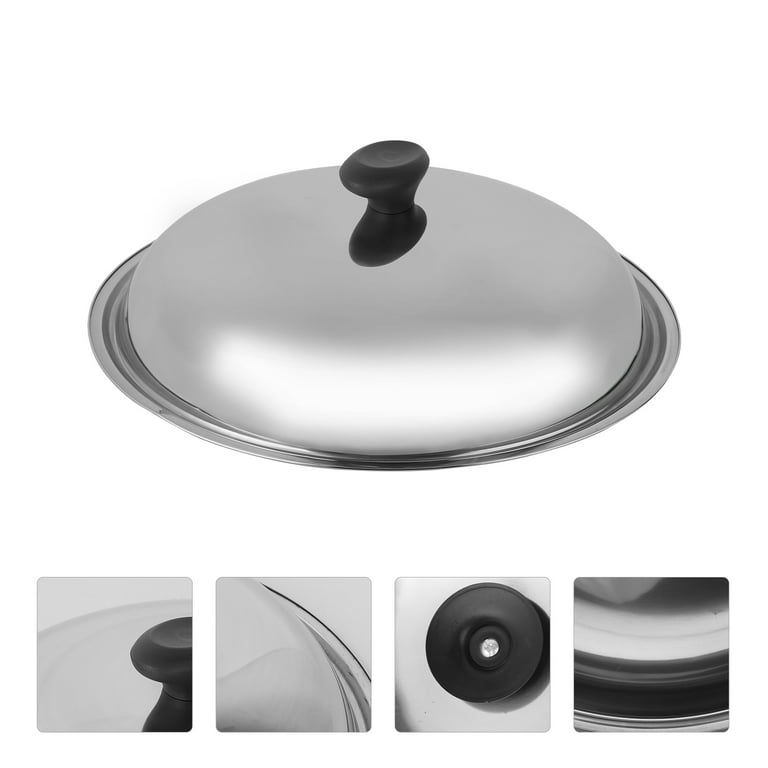 Stainless Steel Wok Lid Universal Pan Replacement Lids Pots Metal