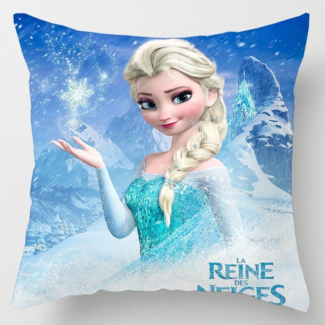 Funda de cojín de Frozen de Disney, figura de acción de Elsa, Anna, Princesa, de felpa corta, decorativa para el hogar, funda de almohada para sofá